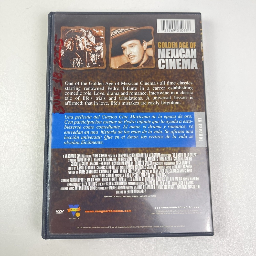 La Razon De La Culpa DVD 2005 Pedro Infante Época De Oro Cine Drama Mexico - Picture 8 of 9